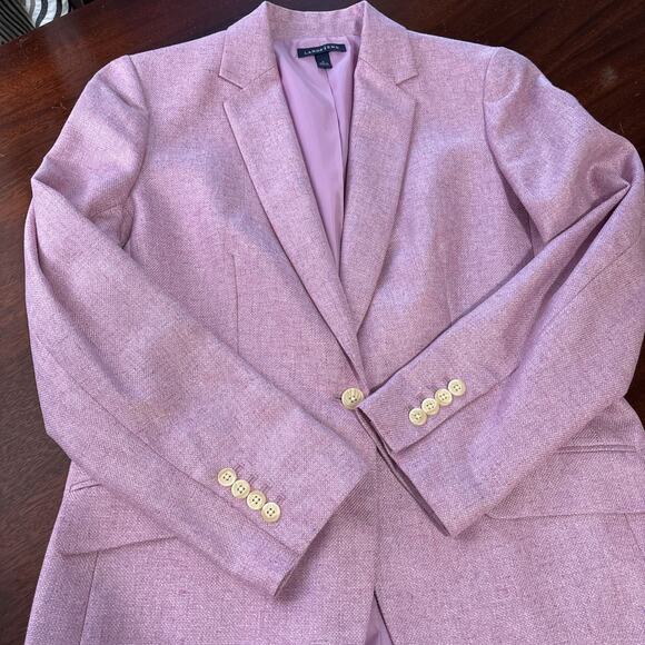 Lands End Womens Wool Silk Linen Blazer Size 10 Purple Classic Preppy Tailored - Picture 8 of 8